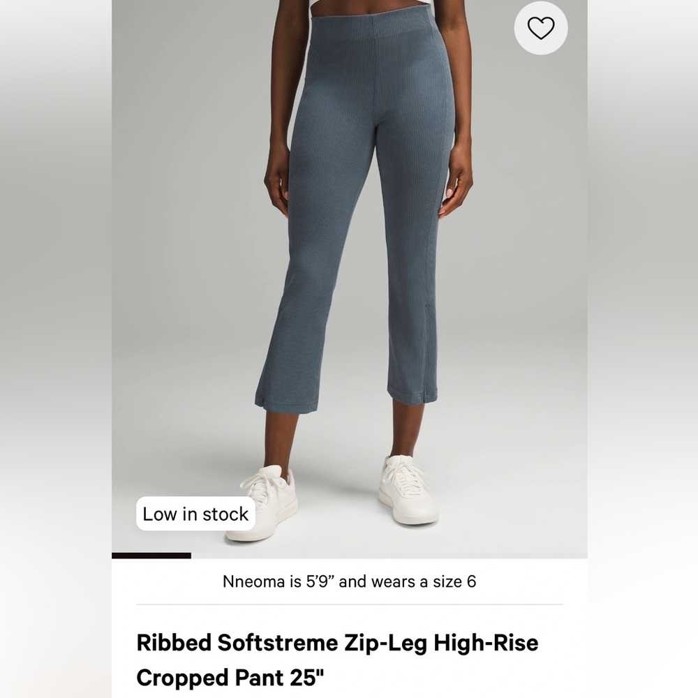 Lululemon Ribbed Softstreme Zip-Leg High-Rise
Cropped Pant 25"